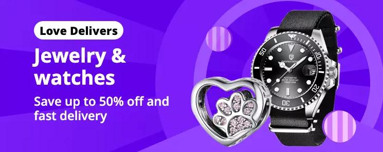 AliExpress: up to 50% off jewelry and watches