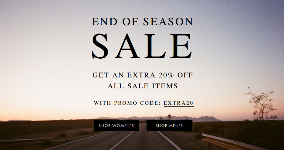 Allsaints: Extra 20% off for all Sale
