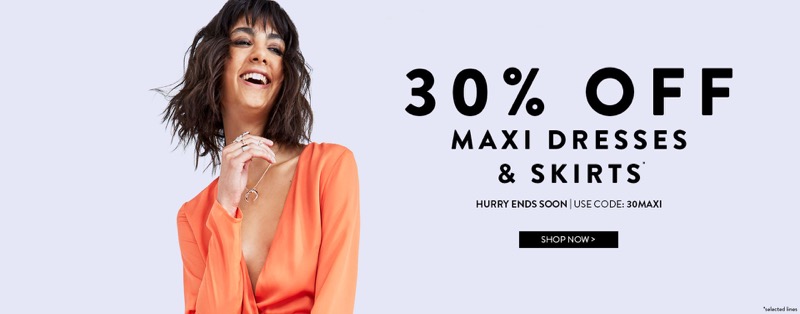 Boohoo Boohoo: 30% off maxi dresses & skirts