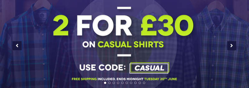 Charles Wilson: 2 for £30 on casual shirts