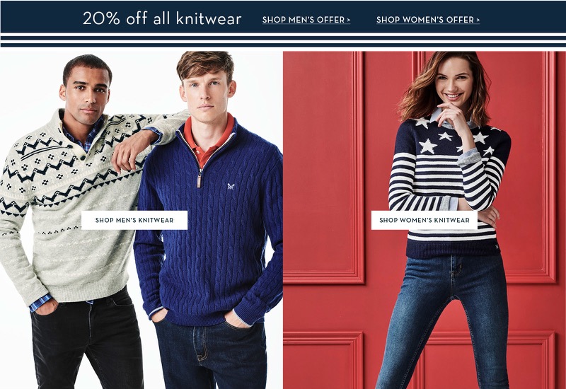 Crew Clothing: 20% off all knitwear