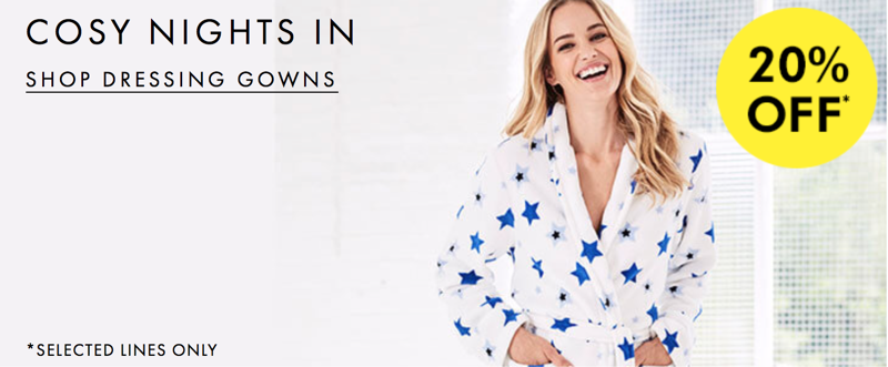Fashion World: 20% off selected dressing gowns