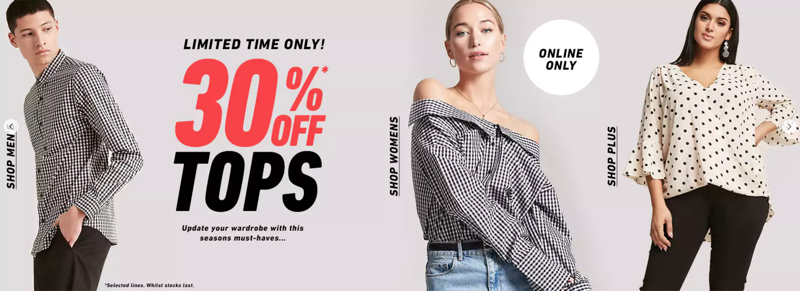 Forever 21: 30% off tops