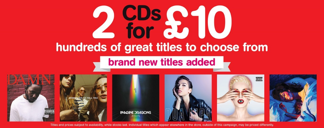 HMV: 2 CDs for £10