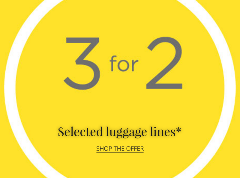 House of Fraser: 3 for 2 off selected luggage lines