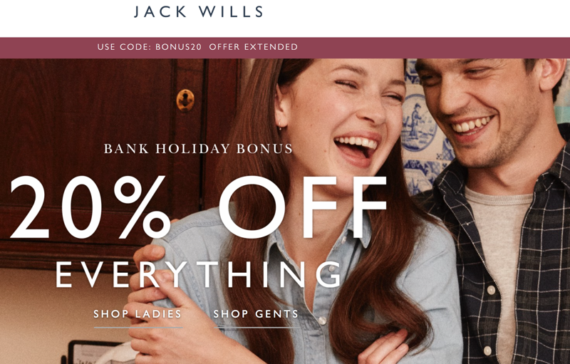 Jack Wills: 20% off everything