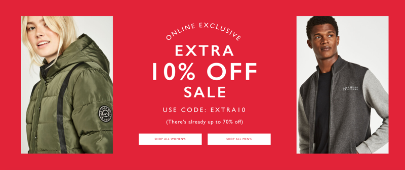 Jack Wills: extra 10% off sale items