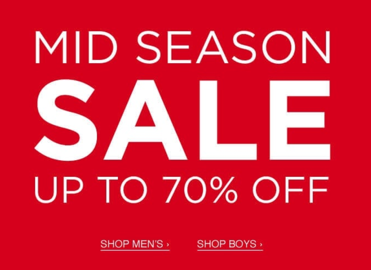 Officers club: Mid Season Sale up to 70% off men's and boy's clothing and accessories