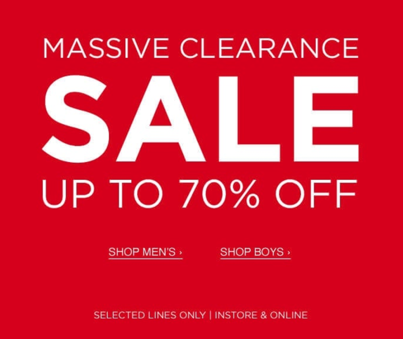 Officers club: Clearance up to 70% off men's and boy's clothing and accessories