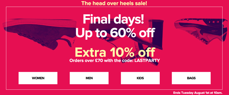 Sarenza: extra 10% off shoes orders over £70