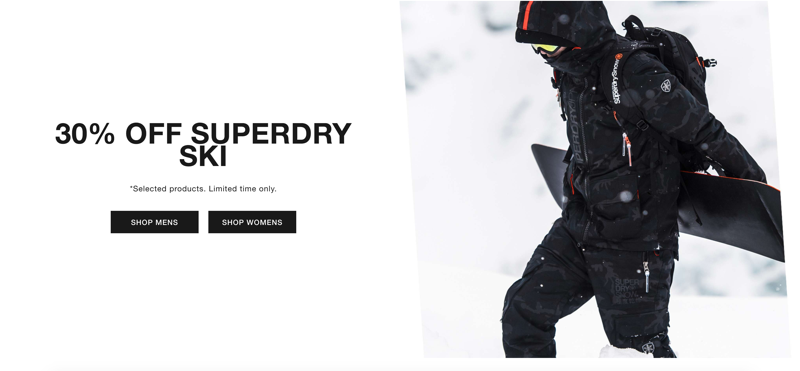 Superdry: 30% off womens and mens ski clothing