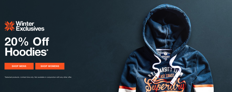 Superdry: 20% off womens and mens hoodies