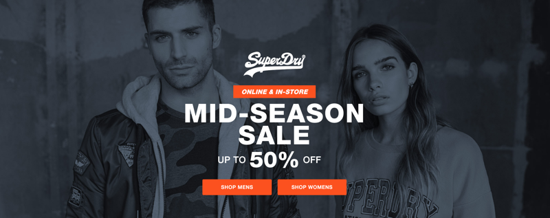 Superdry: Mid-Season Sale up to 50% off womens and mens clothing