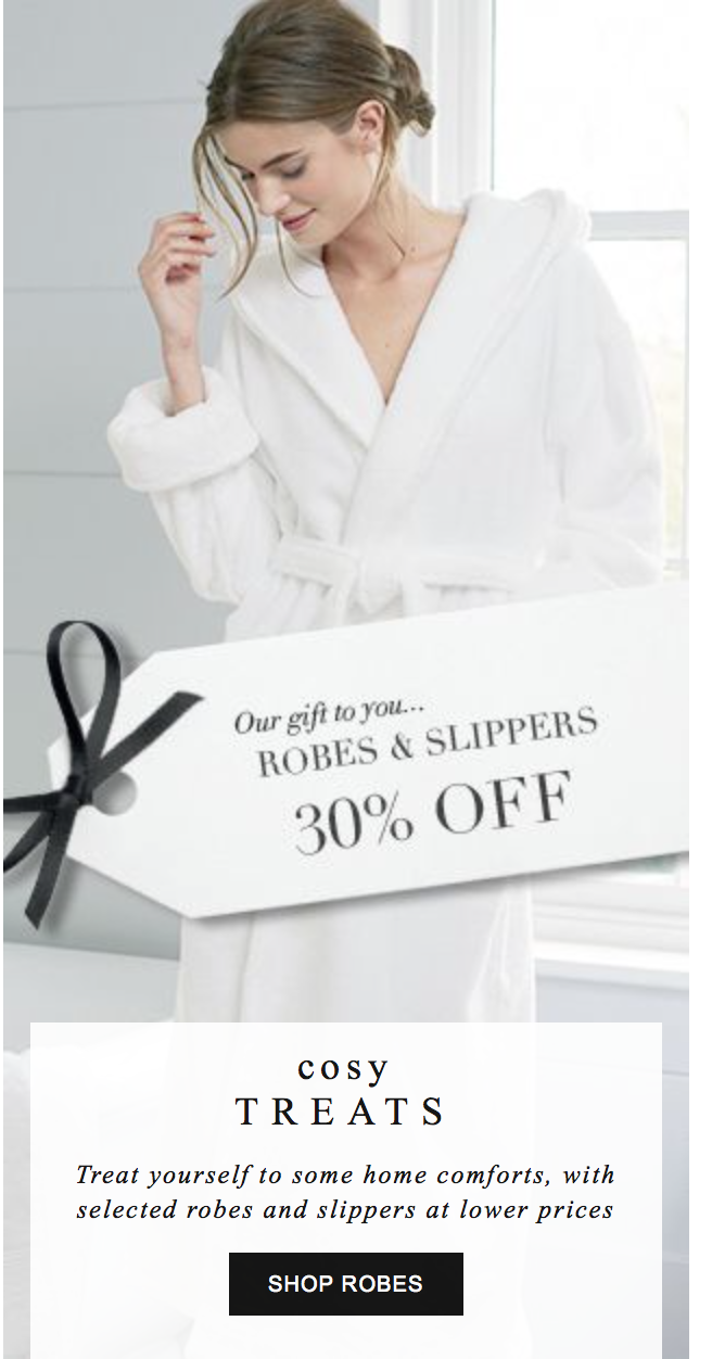 The White Company: 30% off robes & slippers