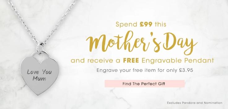 The Jewel Hut: spend £99 this Mother's Day and receive a Free Engravable Pendant