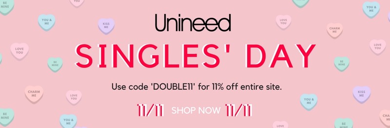 Unineed: 11% off cosmetics, bags and accessories