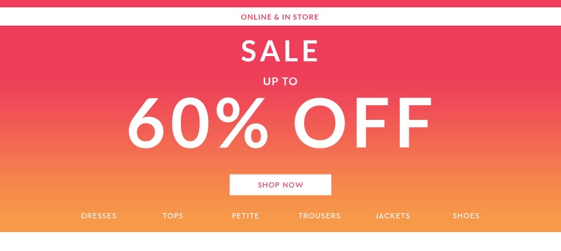 Wallis: Sale up to 60% off women's clothing