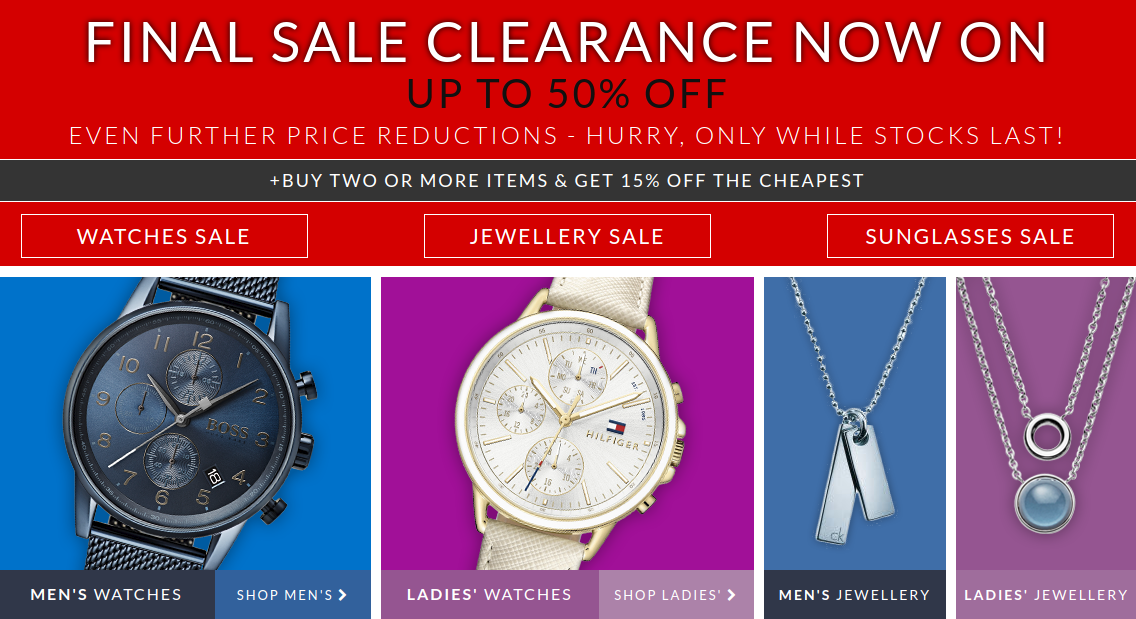Watch Shop Watch Shop: Final Sale up to 50% off watches, jewellery and sunglasses