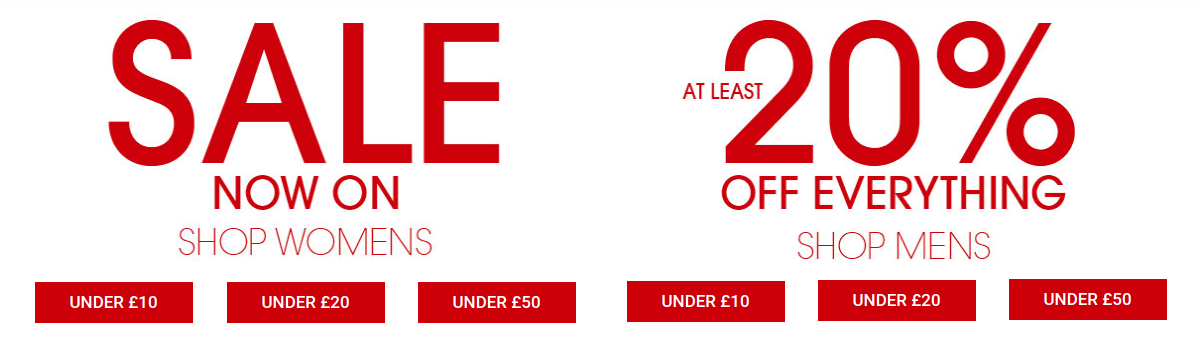 TReds: at least 20% off womens, mens and kids clothing