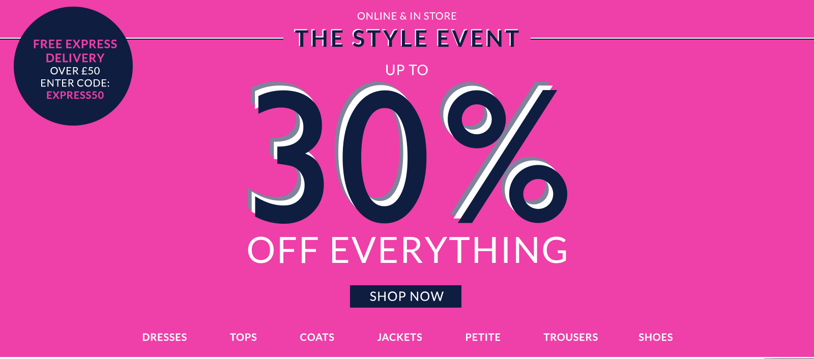 Wallis: up to 30% off everything